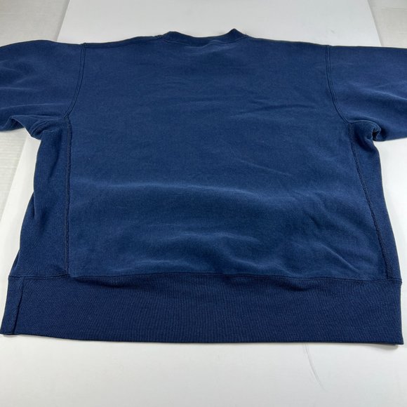 VTG Notre Dame Fightin Irish Sweatshirt Large Blue Faded Plaid Logo Crewneck - Picture 10 of 15